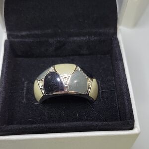 Silver and Black Geometric Ring